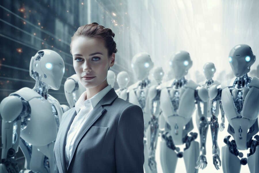 persona rodeada de companeros de trabajo de robots 23 2151015281