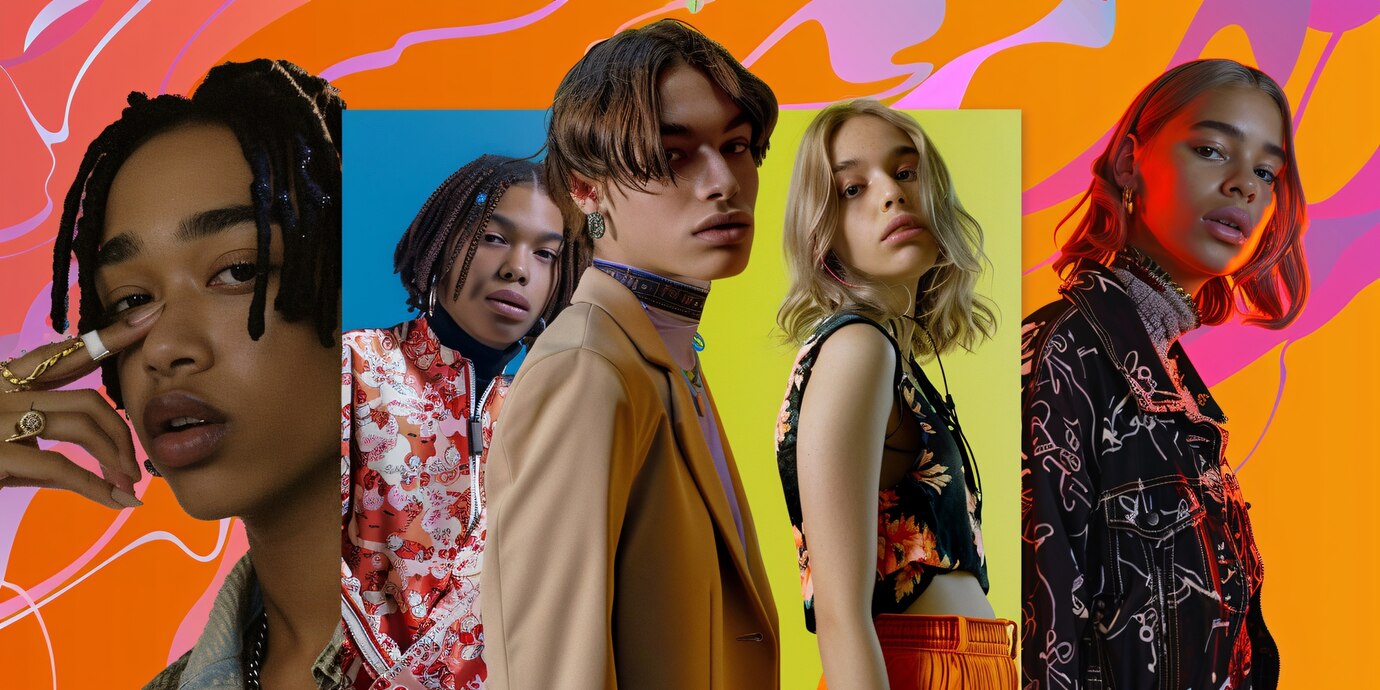 youth group with pop inspired background 23 2151494816